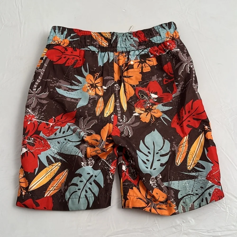 Gymboree multicolor Hawaiian print board short style swim trunks